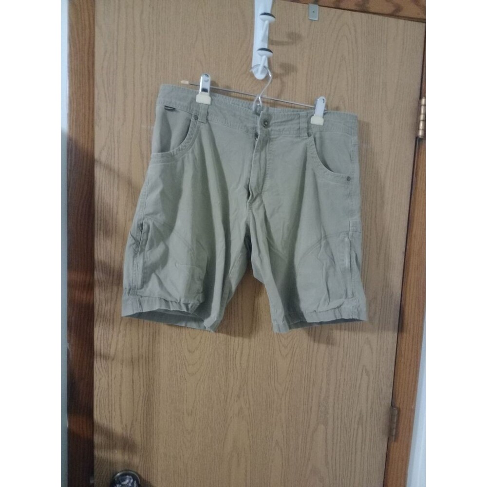 Kuhl Mens Cotton Nylon Spandex Cargo Shorts Khaki Cargo Pockets Size 36